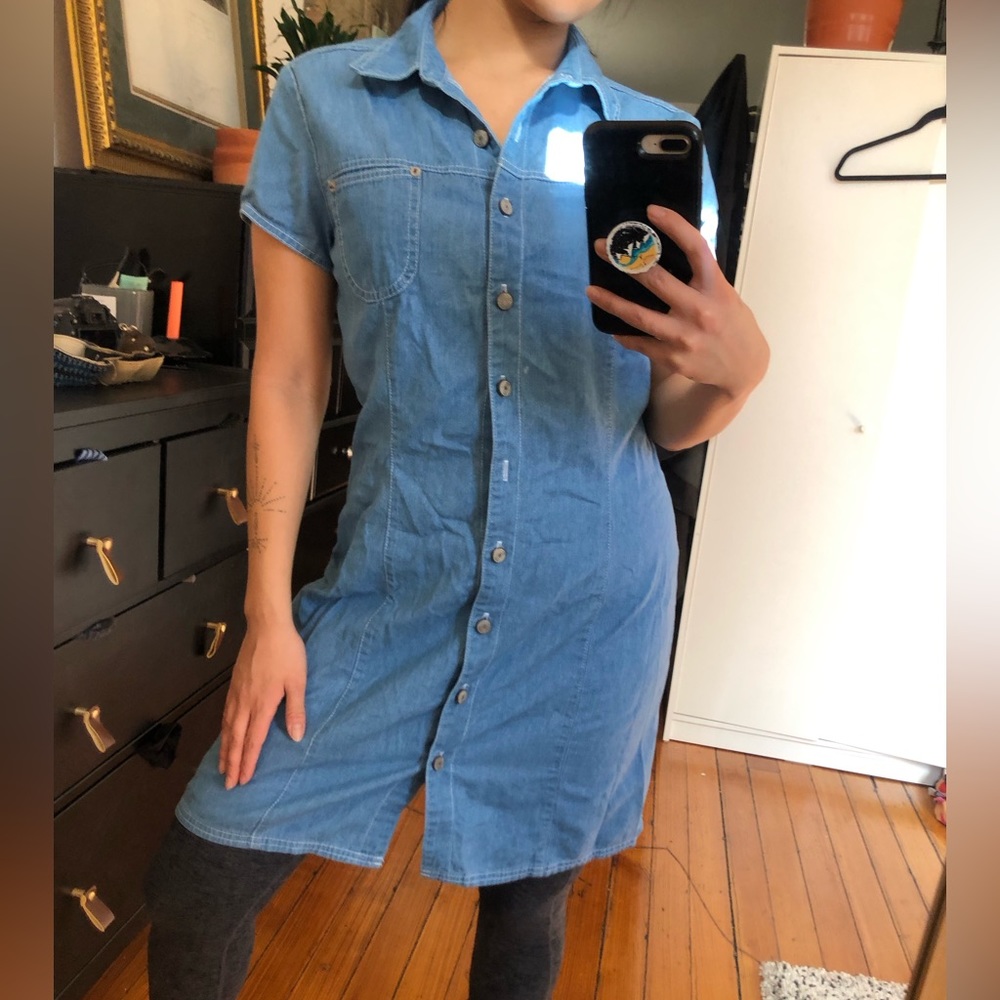 Vintage midi jean button up